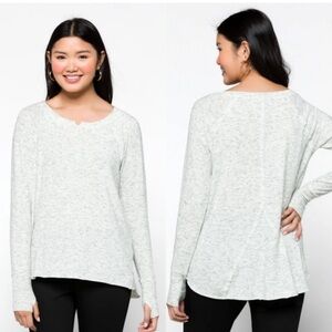 NWT Michael Stars Stitch Fix Grey Off White Cerella Brushed Marled Pullover Top